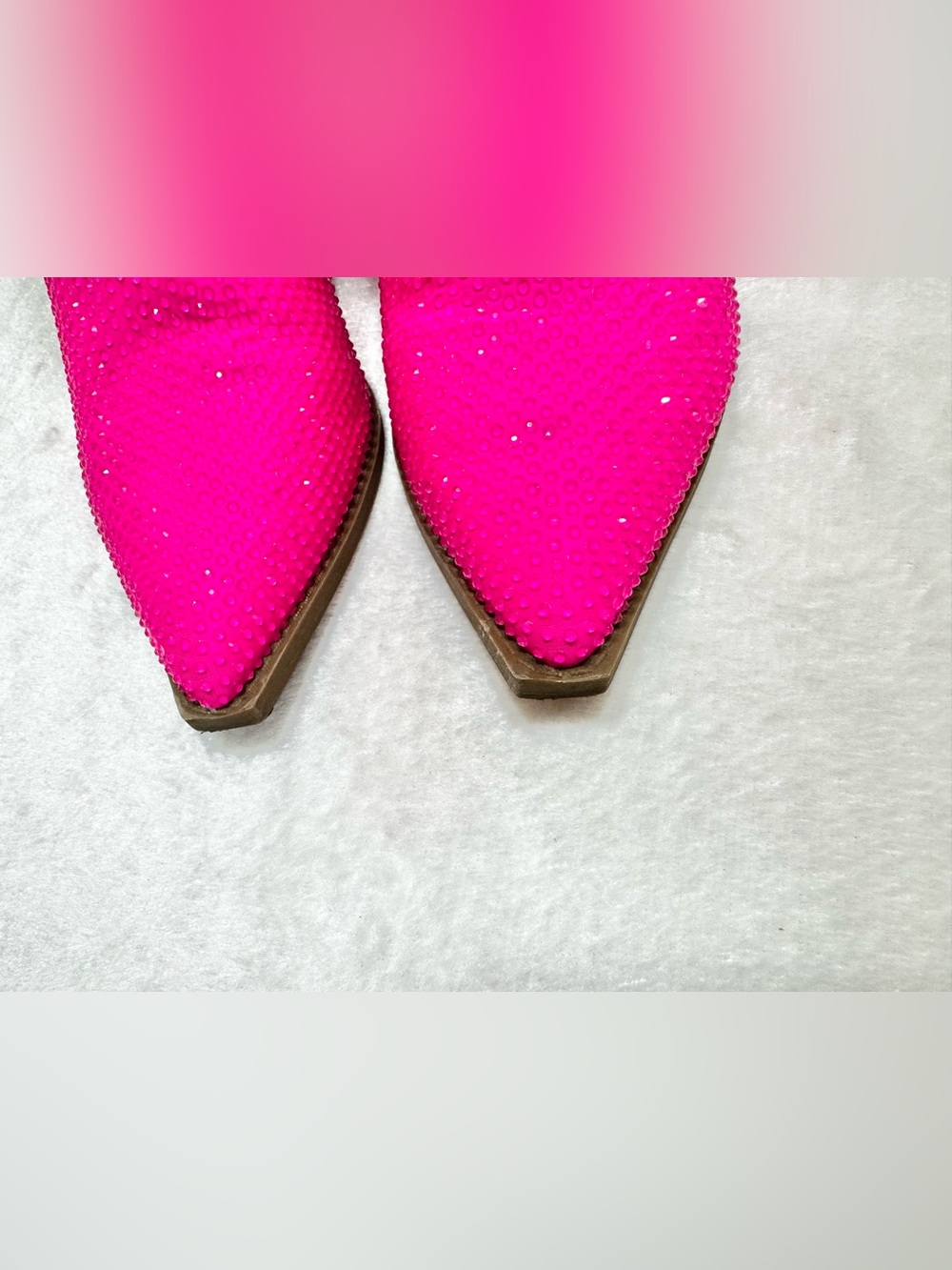 Cathy Din Dolly Neon Hot Pink Rhinestone Cowgirl Glam Ankle Booties Size 7 - Picture 8 of 16